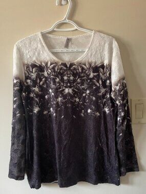 Miss Nikky Women’s Lng Slve Sweater White/Drk Brown Sz L